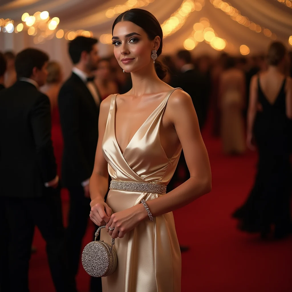 Rented the Aurora gown for a charity gala — added the crystal mini bag and the slingbacks. Felt unstoppable.